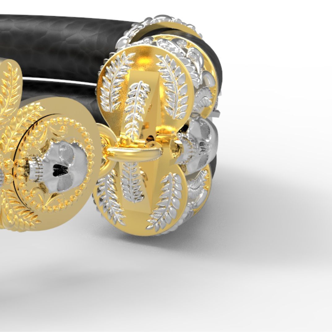 Bracelet and lock skull and pattern 3D print model_3