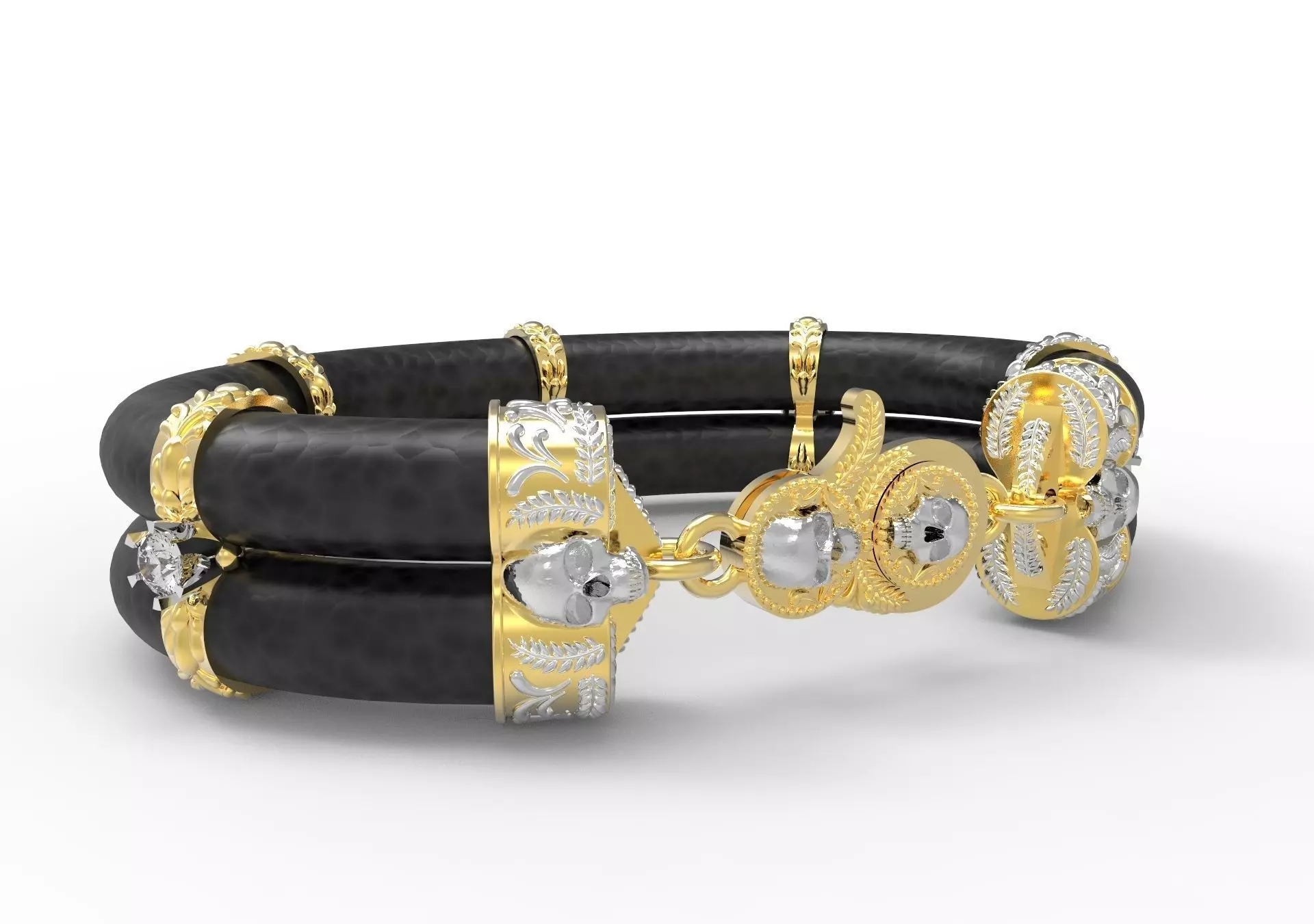 Bracelet and lock skull and pattern 3D print model_0