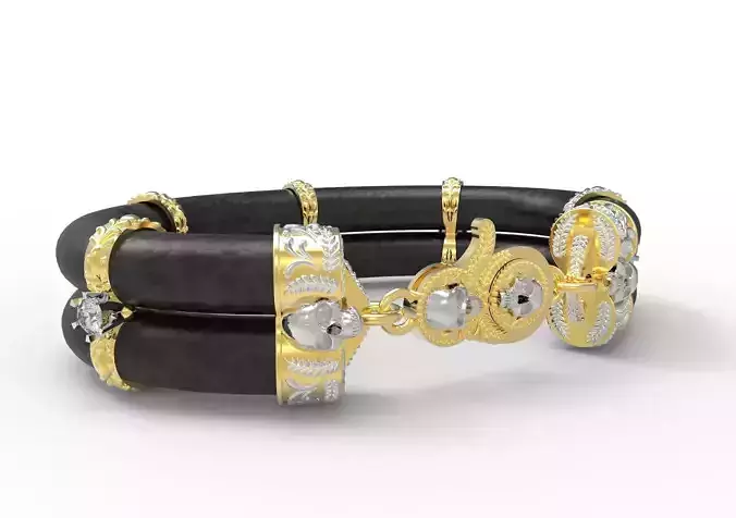 Bracelet and lock skull and pattern 3D print model