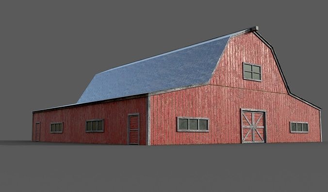 Lowpoly Barn Farm Low-poly 3D model