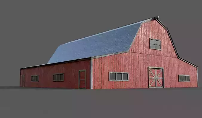 Lowpoly Barn Farm Low-poly 3D model