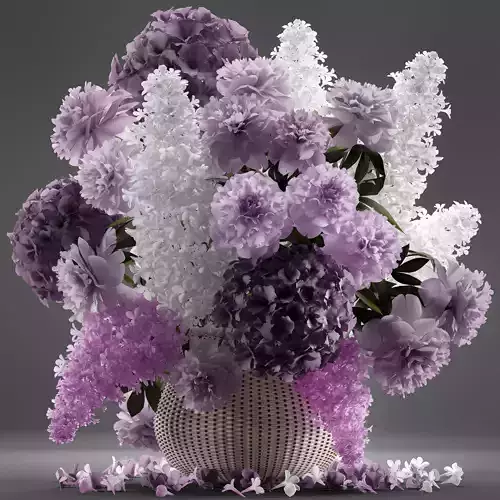 Bouquet of flowers in a basket 5 3D model