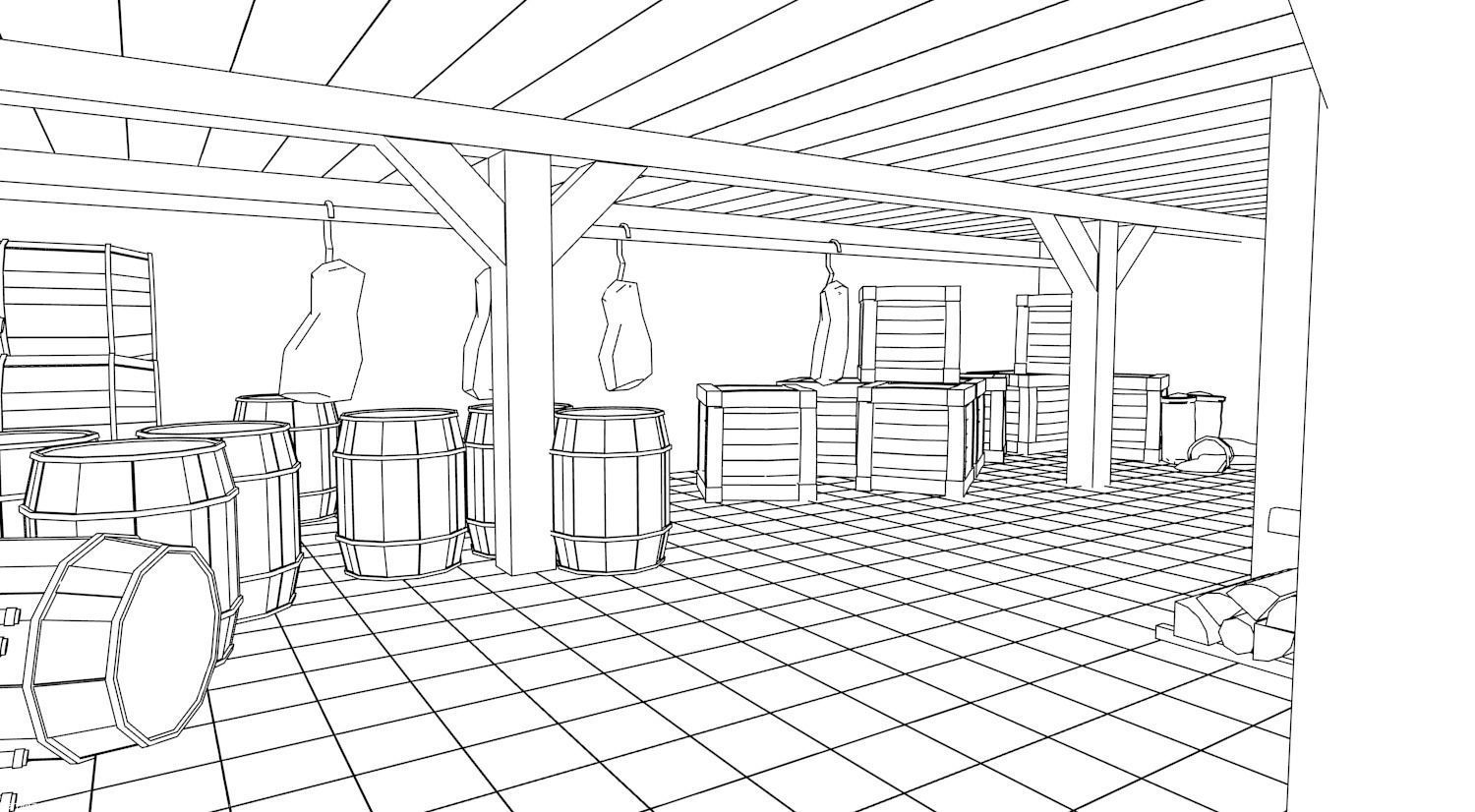 Paper Drawn Basement 3D model_3