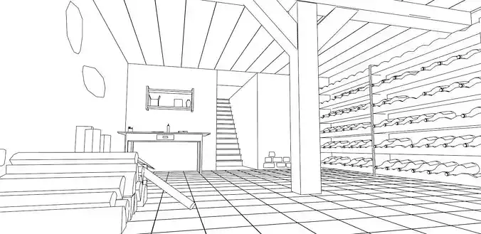 Paper Drawn Basement 3D model