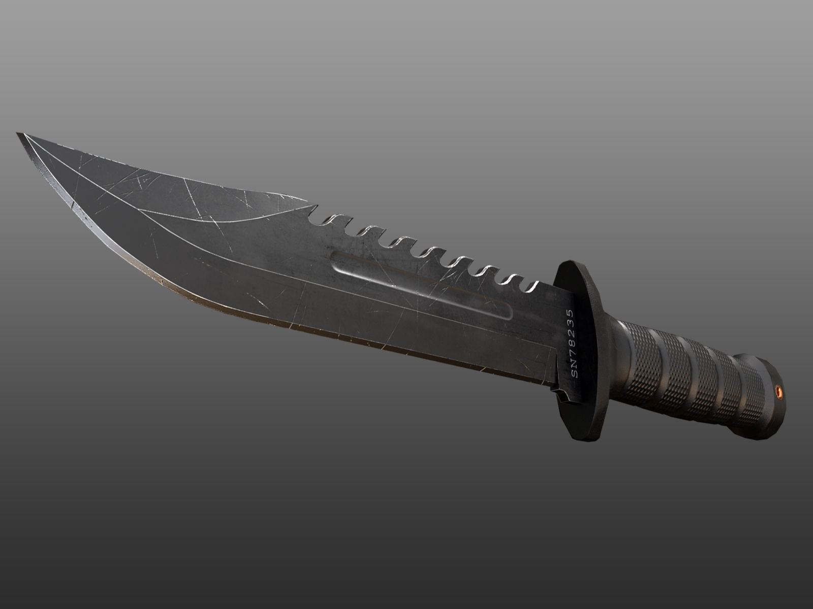 Combat Knife and Sheath Low-poly 3D model_4