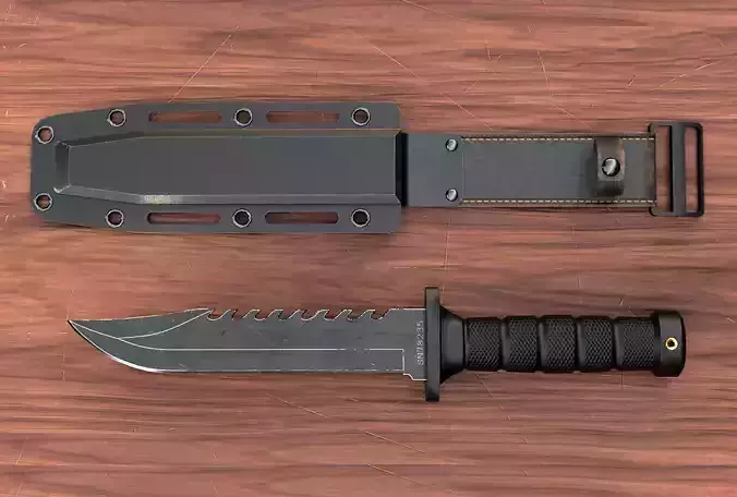 Combat Knife and Sheath Low-poly 3D model