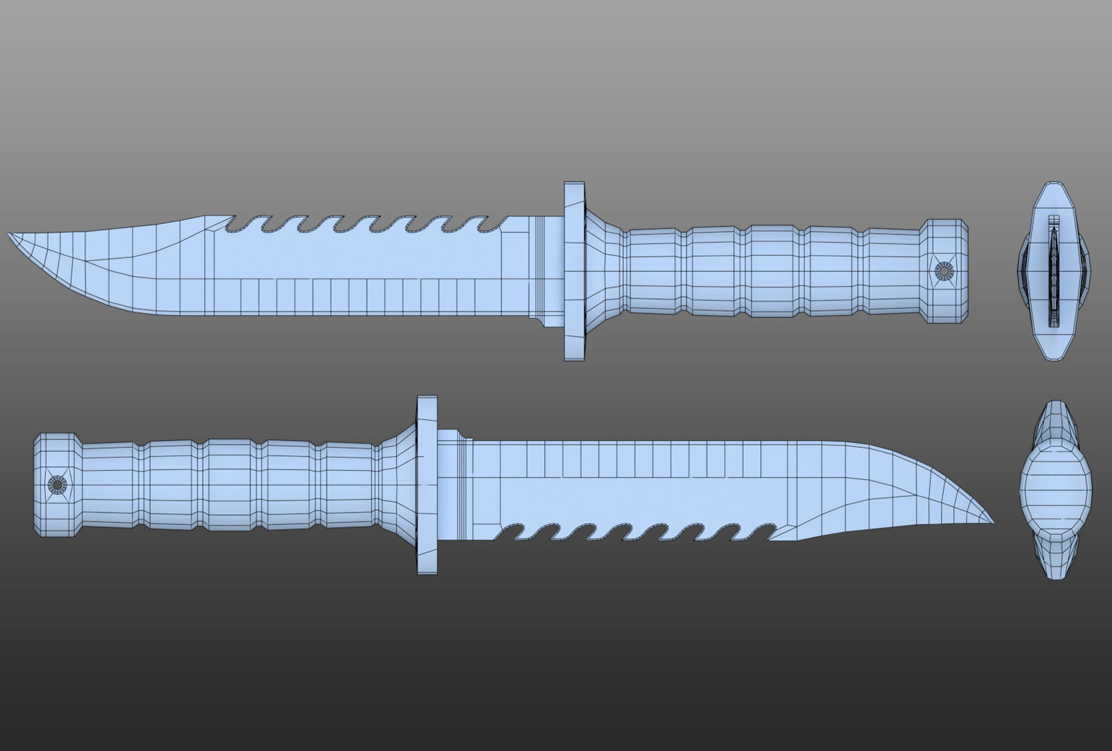 Combat Knife and Sheath Low-poly 3D model_9