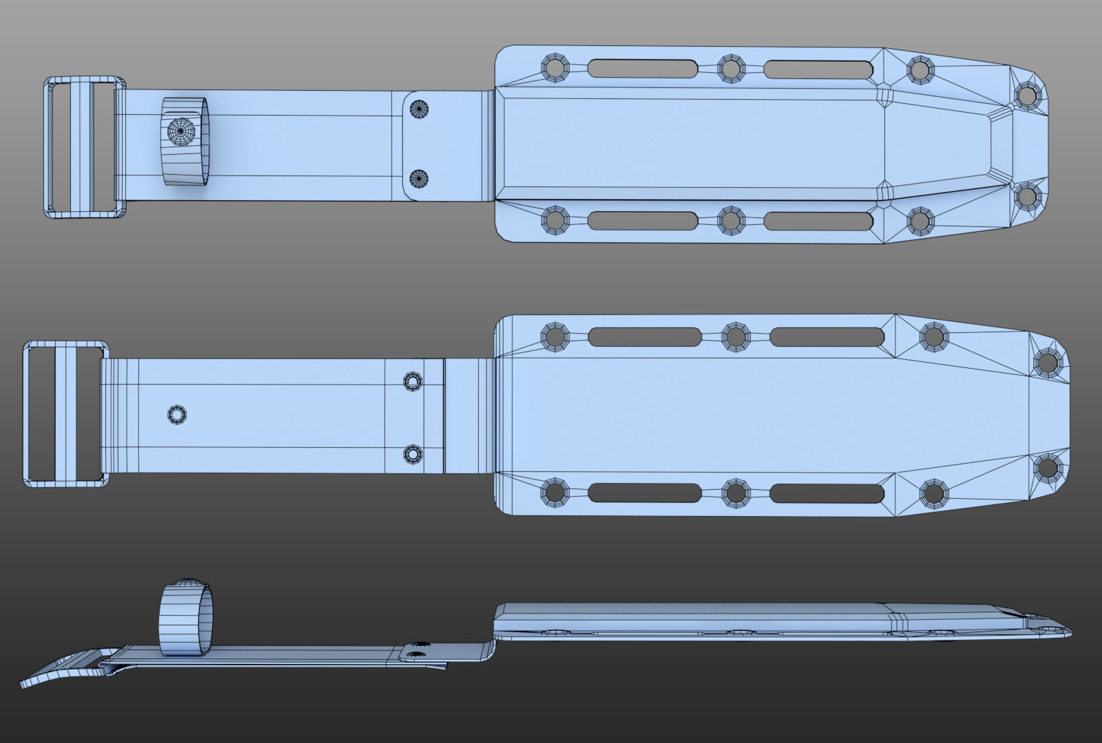 Combat Knife and Sheath Low-poly 3D model_10