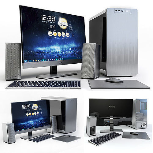 monitor 27 inc AOC i2757Fm PC case JONSBO RM4 S and peripherals 3D model