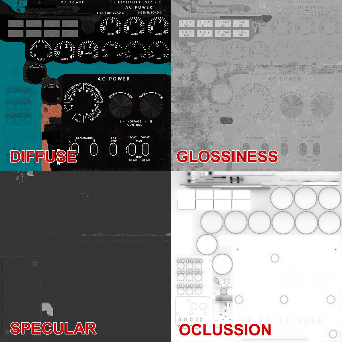Mi-8MT Mi-17MT Power Panels Board English Low-poly 3D model_26