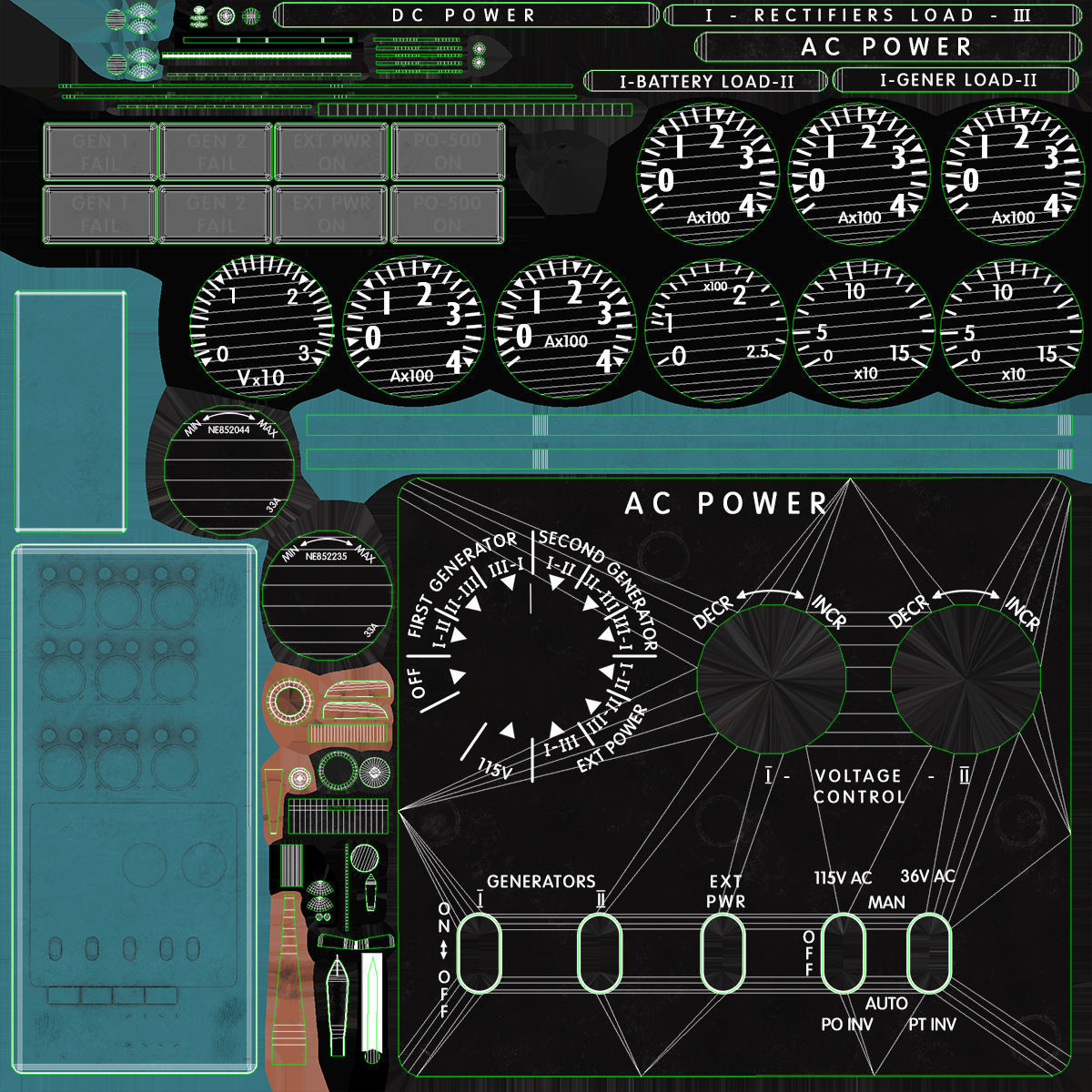 Mi-8MT Mi-17MT Power Panels Board English Low-poly 3D model_25