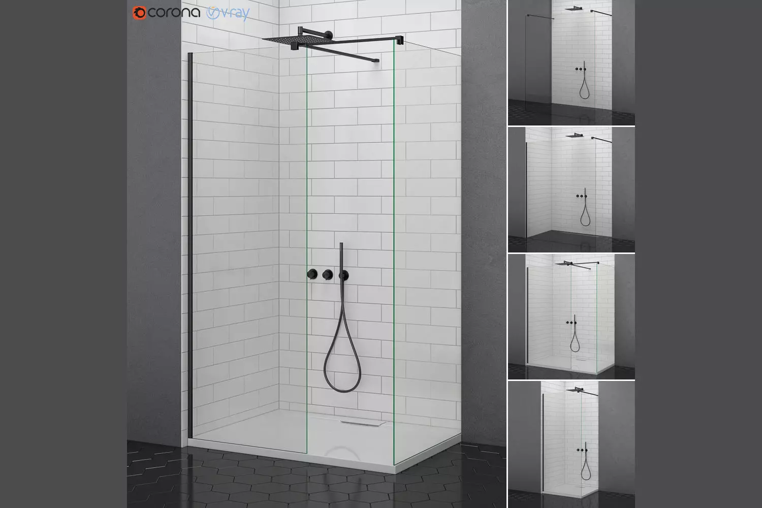 Cabin showers Radaway Modo New Black 3D model_0