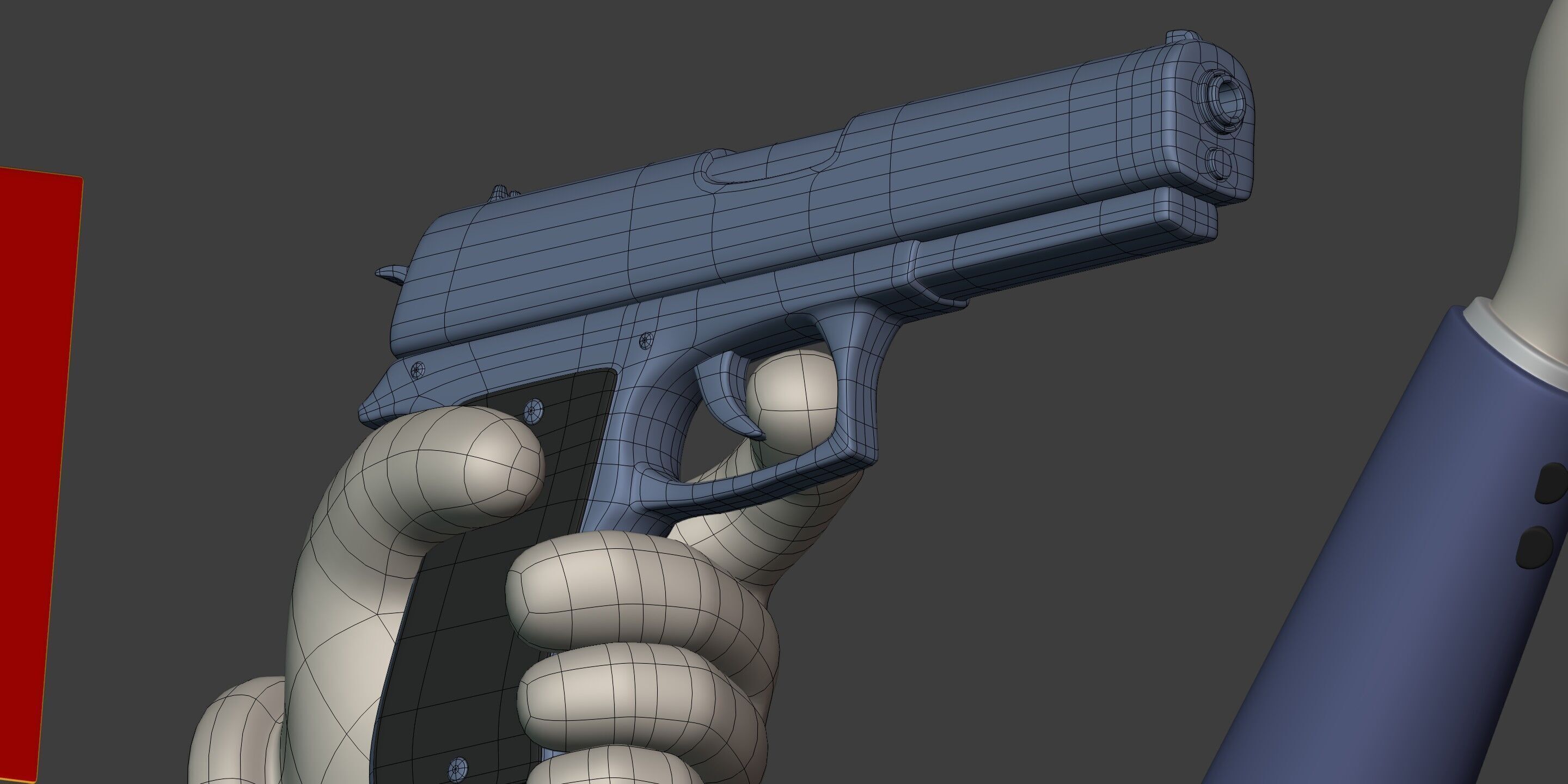 Cartoon Hands and Icons Pack - Gun - Pen - Red Card - Smartphone Low-poly 3D model_19