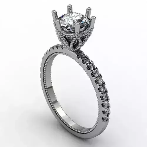 Engagement ring with patterned basket 3D print model