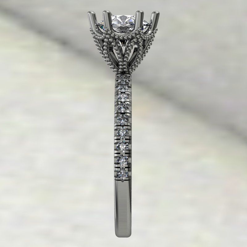 Engagement ring with patterned basket 3D print model_3