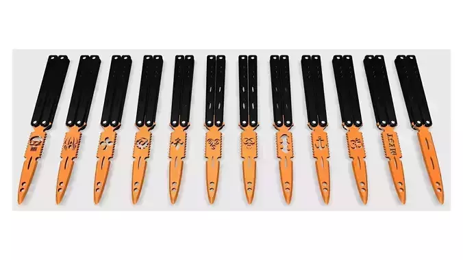 Butterfly Knife - ONE or TWO COLOR - CUSTOM BLADE