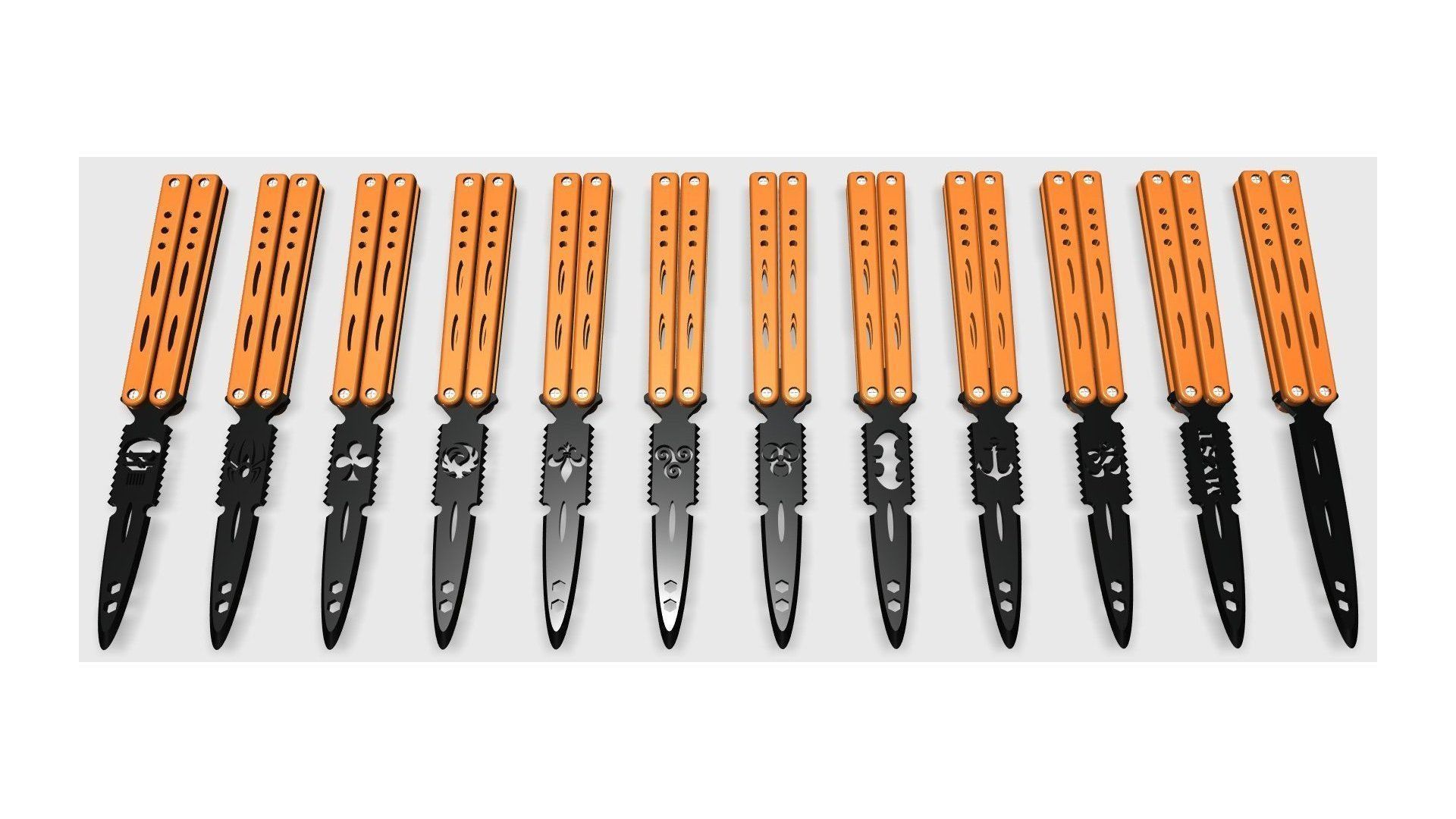 Butterfly Knife - ONE or TWO COLOR - CUSTOM BLADE 3D print model_7