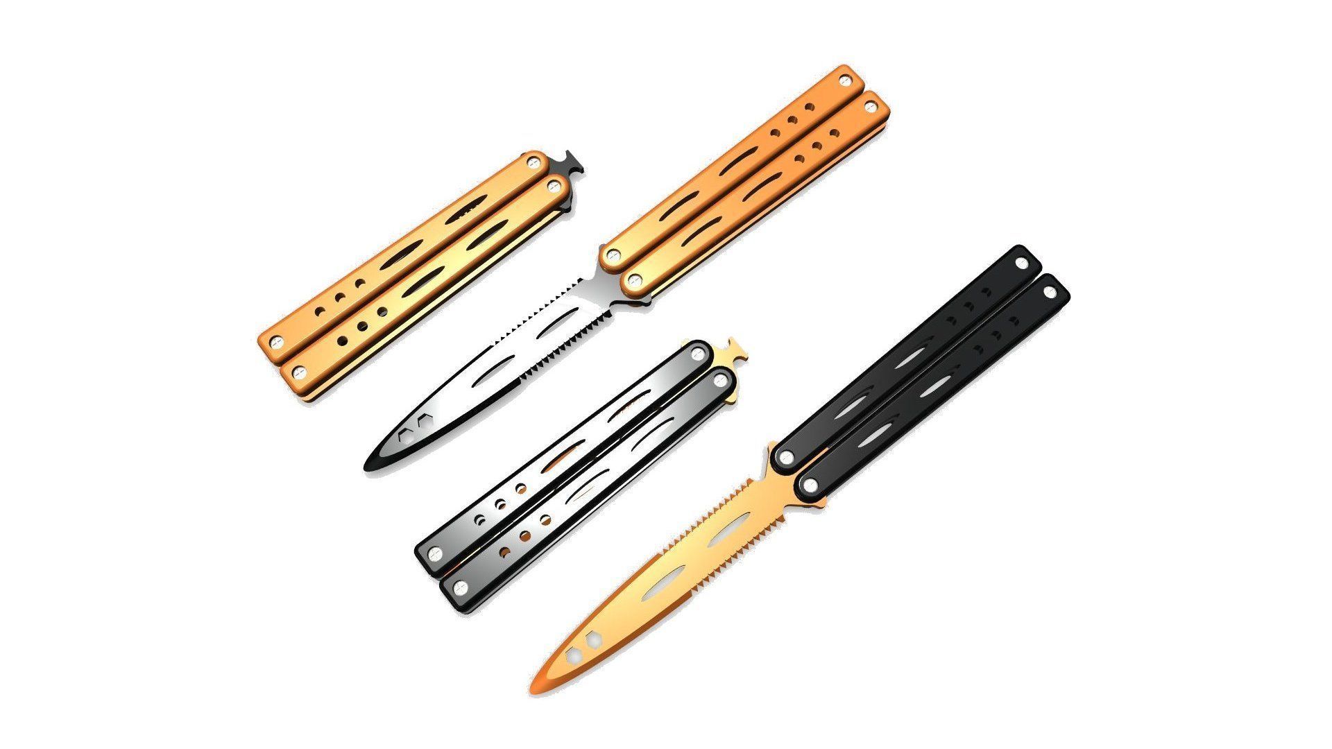 Butterfly Knife - ONE or TWO COLOR - CUSTOM BLADE 3D print model_4