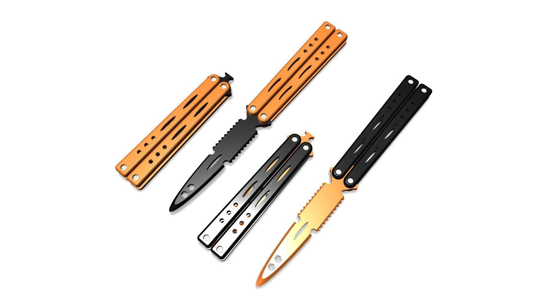 Butterfly Knife - ONE or TWO COLOR - CUSTOM BLADE 3D print model_10