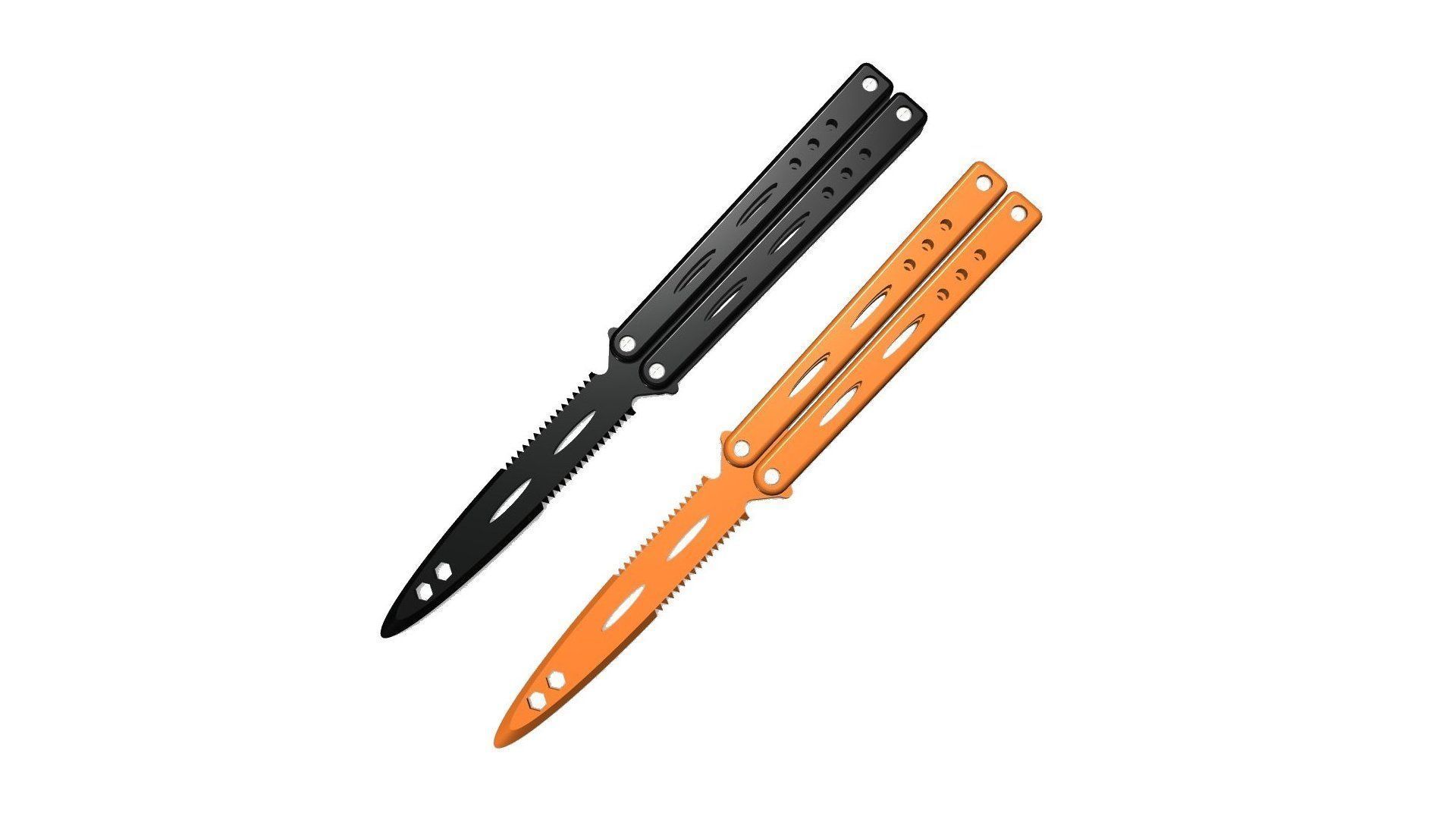 Butterfly Knife - ONE or TWO COLOR - CUSTOM BLADE 3D print model_1