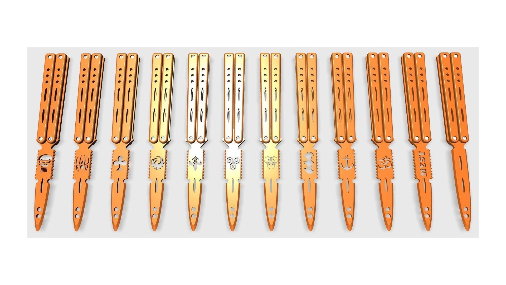 Butterfly Knife - ONE or TWO COLOR - CUSTOM BLADE 3D print model_3