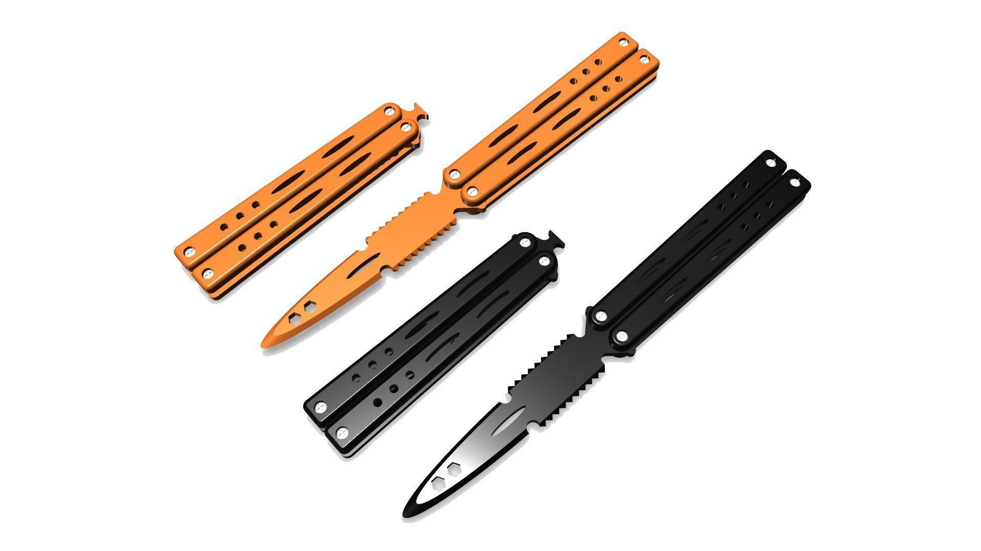 Butterfly Knife - ONE or TWO COLOR - CUSTOM BLADE 3D print model_9