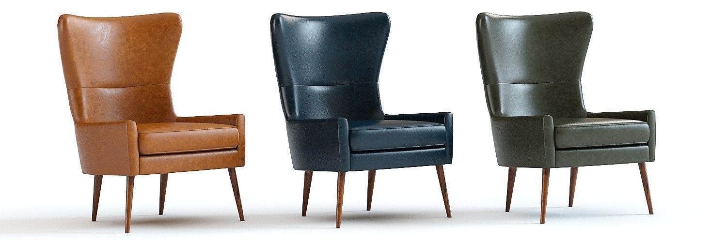 West Elm Erik Wing Chair 3D model_2