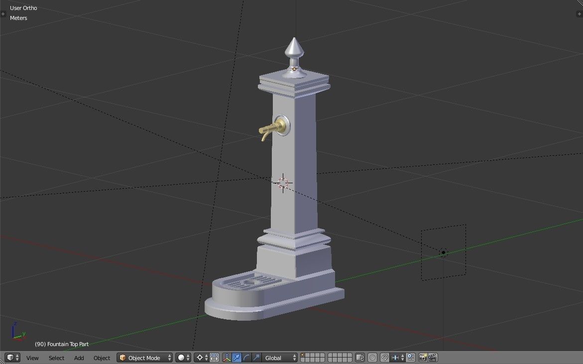 Old Fountain Low-poly 3D model_12