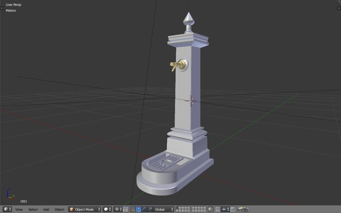 Old Fountain Low-poly 3D model_22