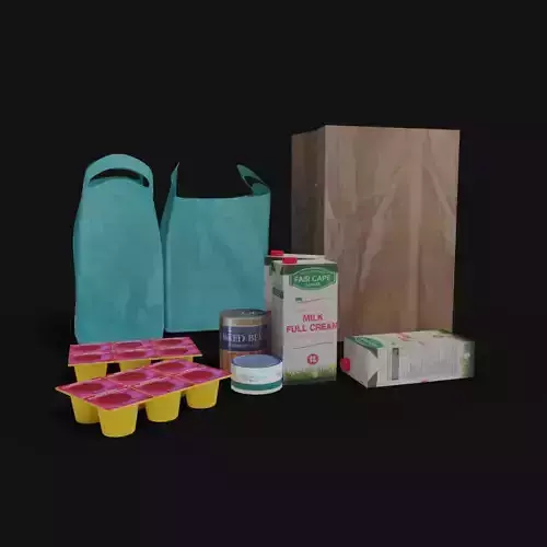 Grocery collection Milk Carton Can yogurt and bag Low Poly Low-poly 3D model