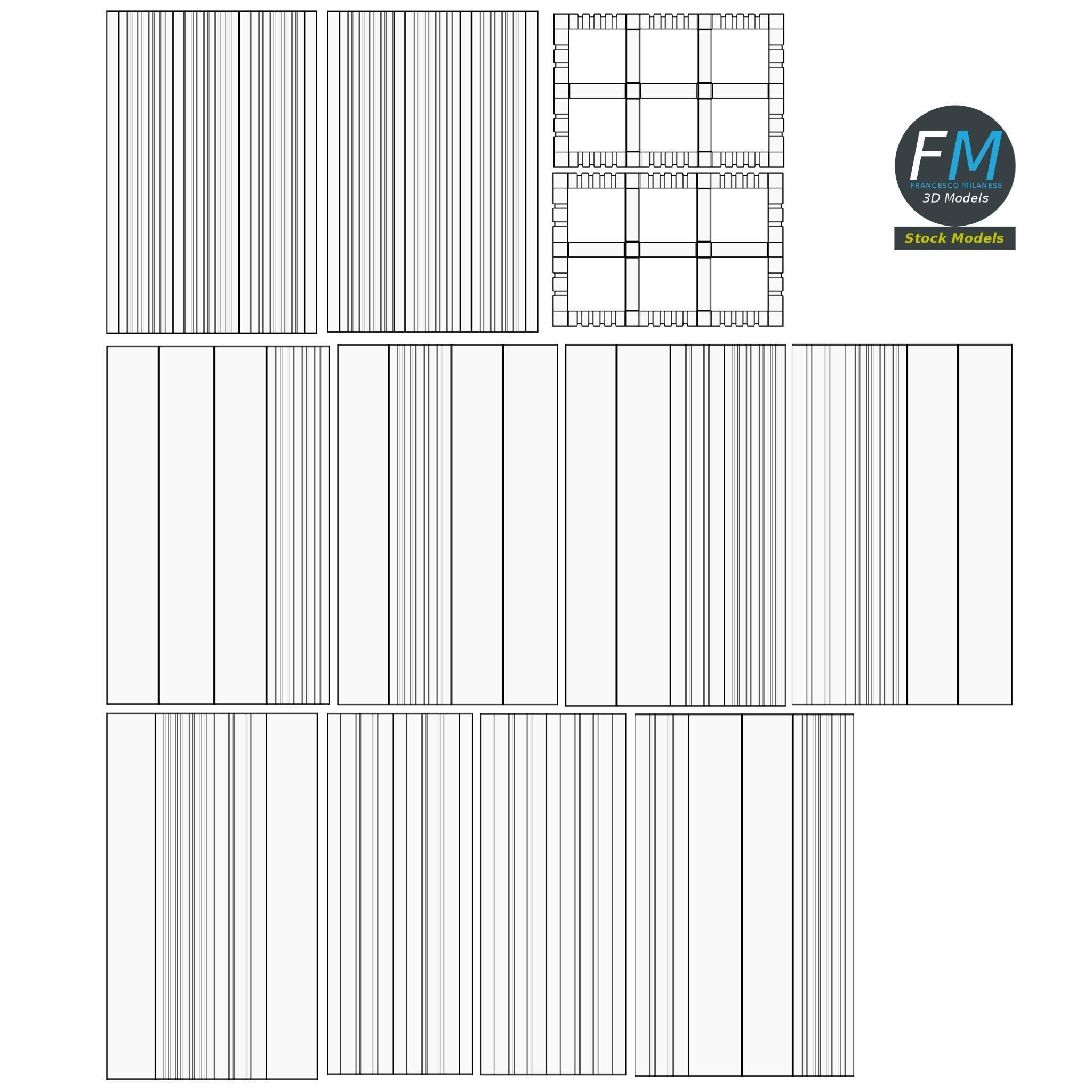 Bricks brick block with two rows of 3D model_11