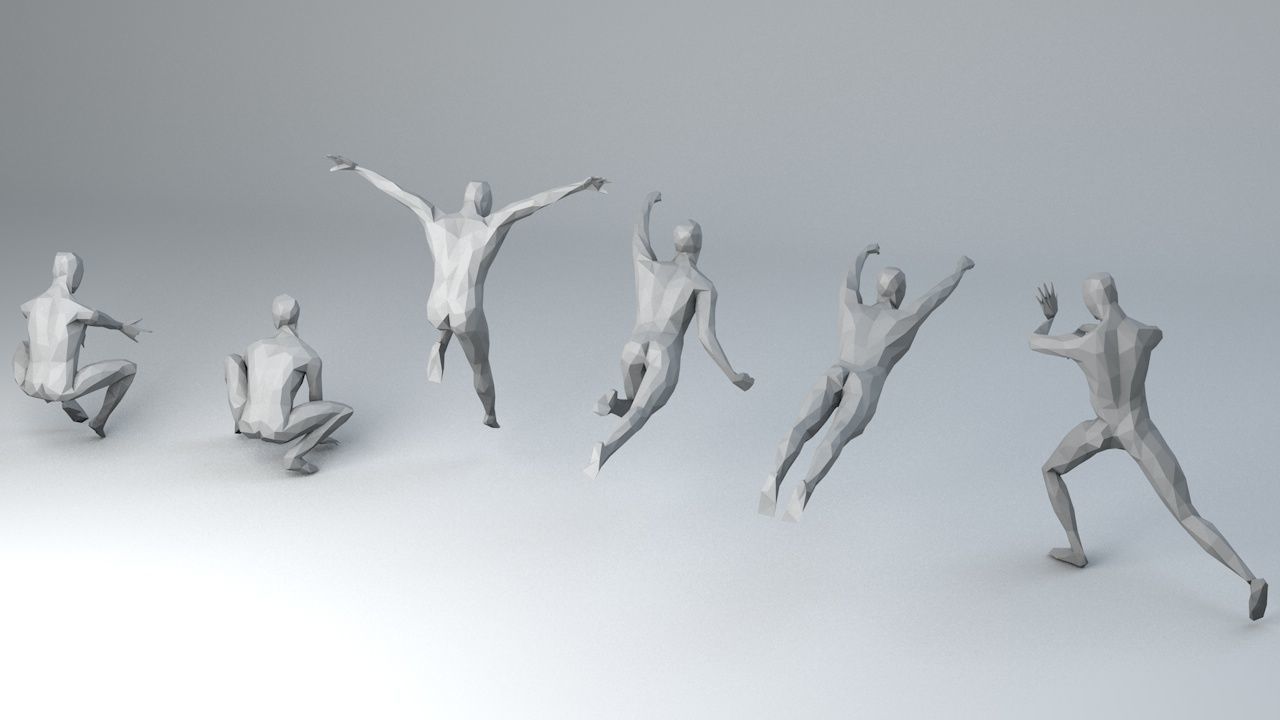 6 Super Heroes People Minimalist Low-poly 3D model_5