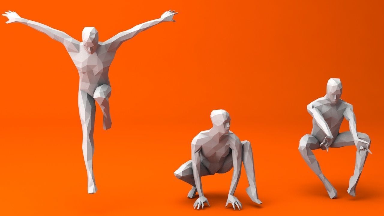 6 Super Heroes People Minimalist Low-poly 3D model_2