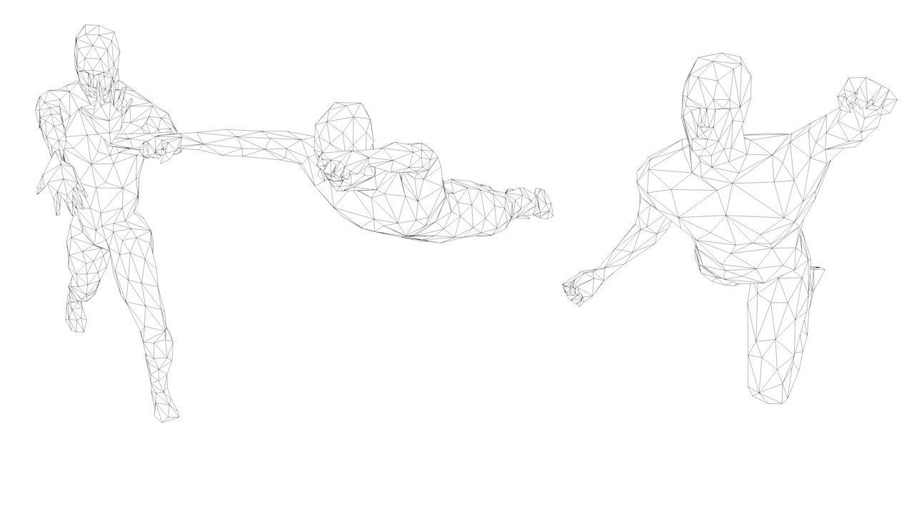 6 Super Heroes People Minimalist Low-poly 3D model_9