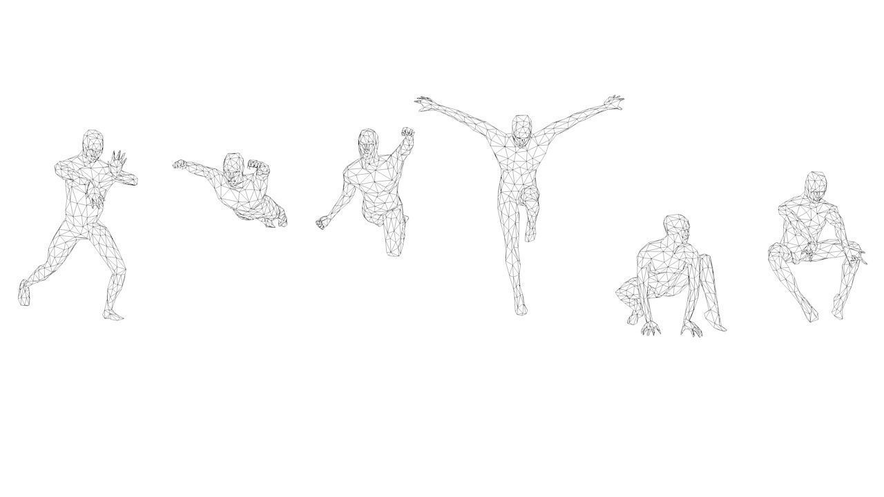 6 Super Heroes People Minimalist Low-poly 3D model_7