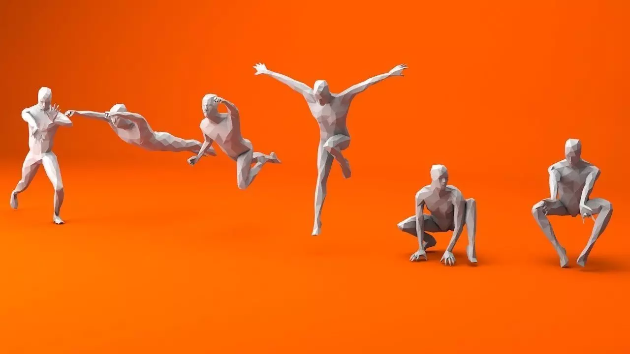 6 Super Heroes People Minimalist Low-poly 3D model_0