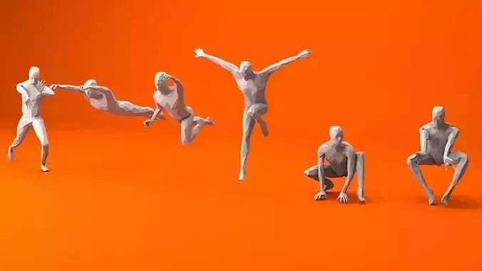 6 Super Heroes People Minimalist Low-poly 3D model