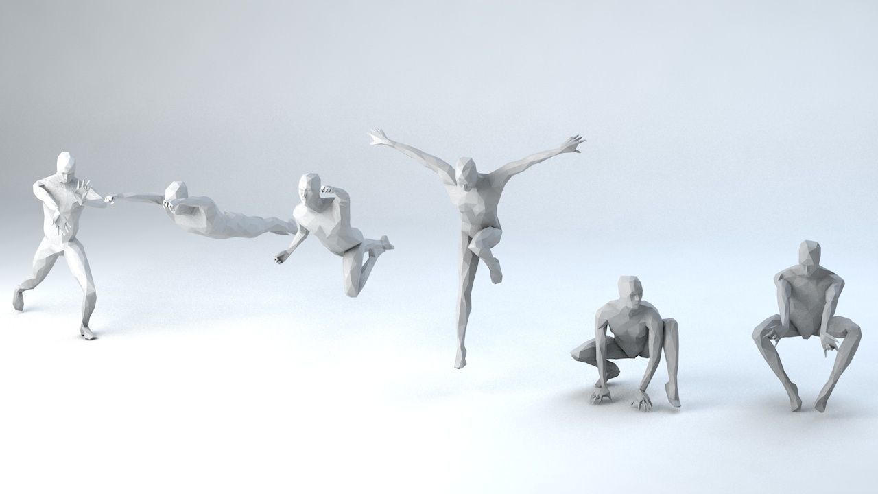 6 Super Heroes People Minimalist Low-poly 3D model_4