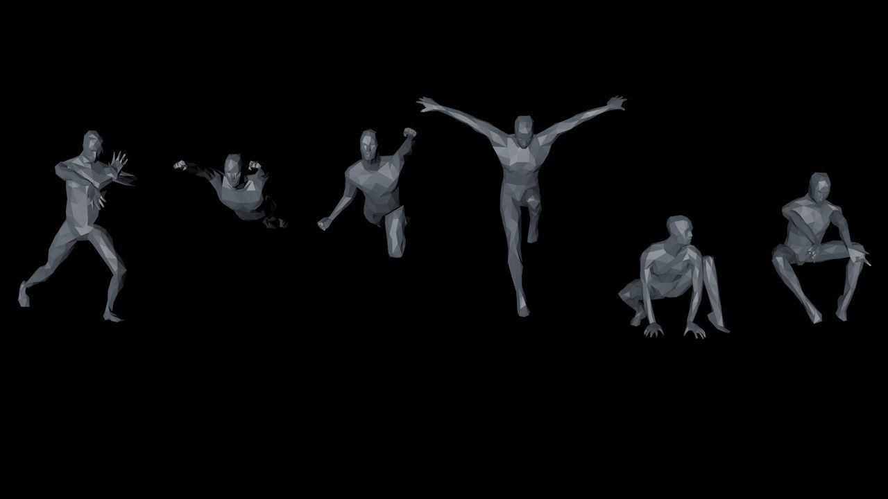 6 Super Heroes People Minimalist Low-poly 3D model_6