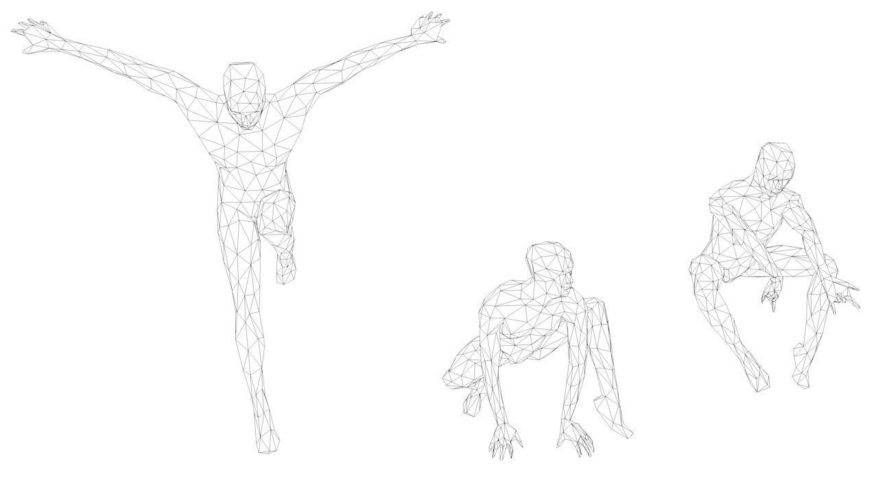 6 Super Heroes People Minimalist Low-poly 3D model_8