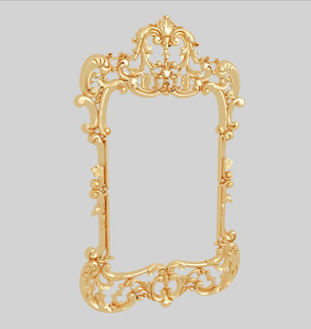 Classic frame of luxurious gold interior inlaid gold leaf CNC Texture_3