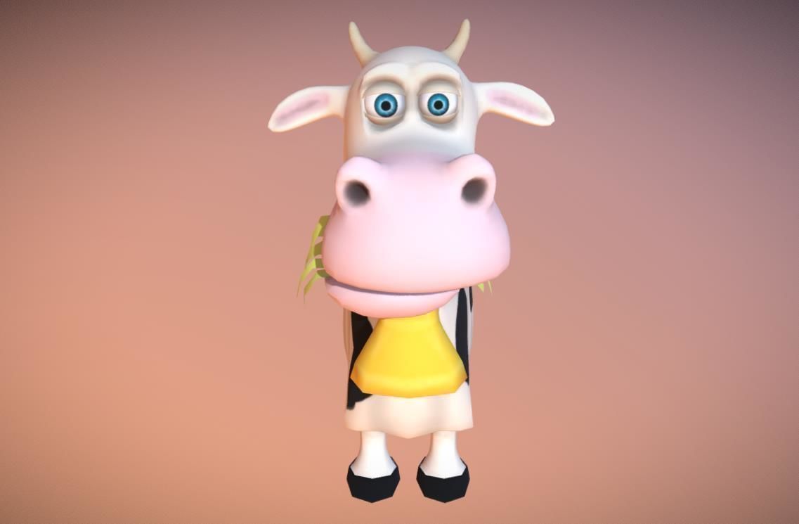 Cartoon Cow low poly Low-poly 3D model_1