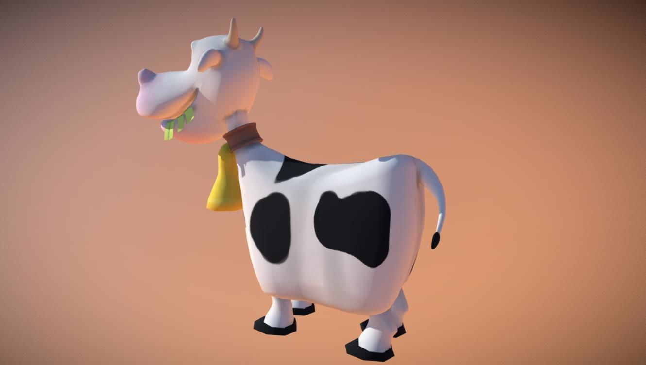 Cartoon Cow low poly Low-poly 3D model_2