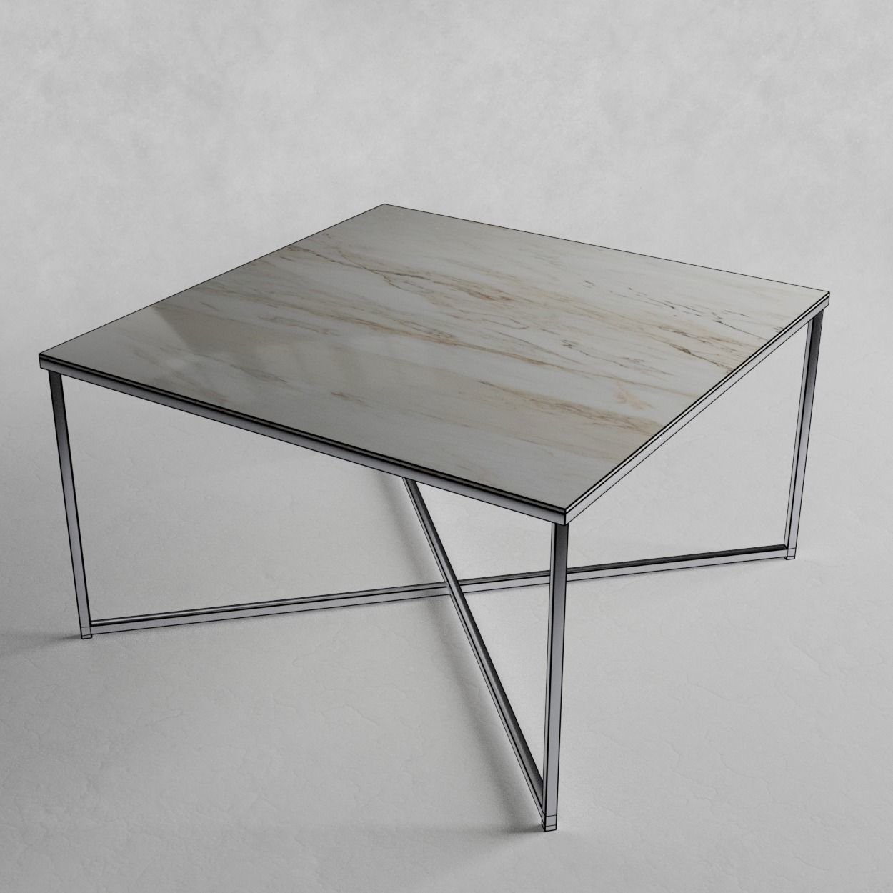 Sofatable marble and steel square 3D model_15