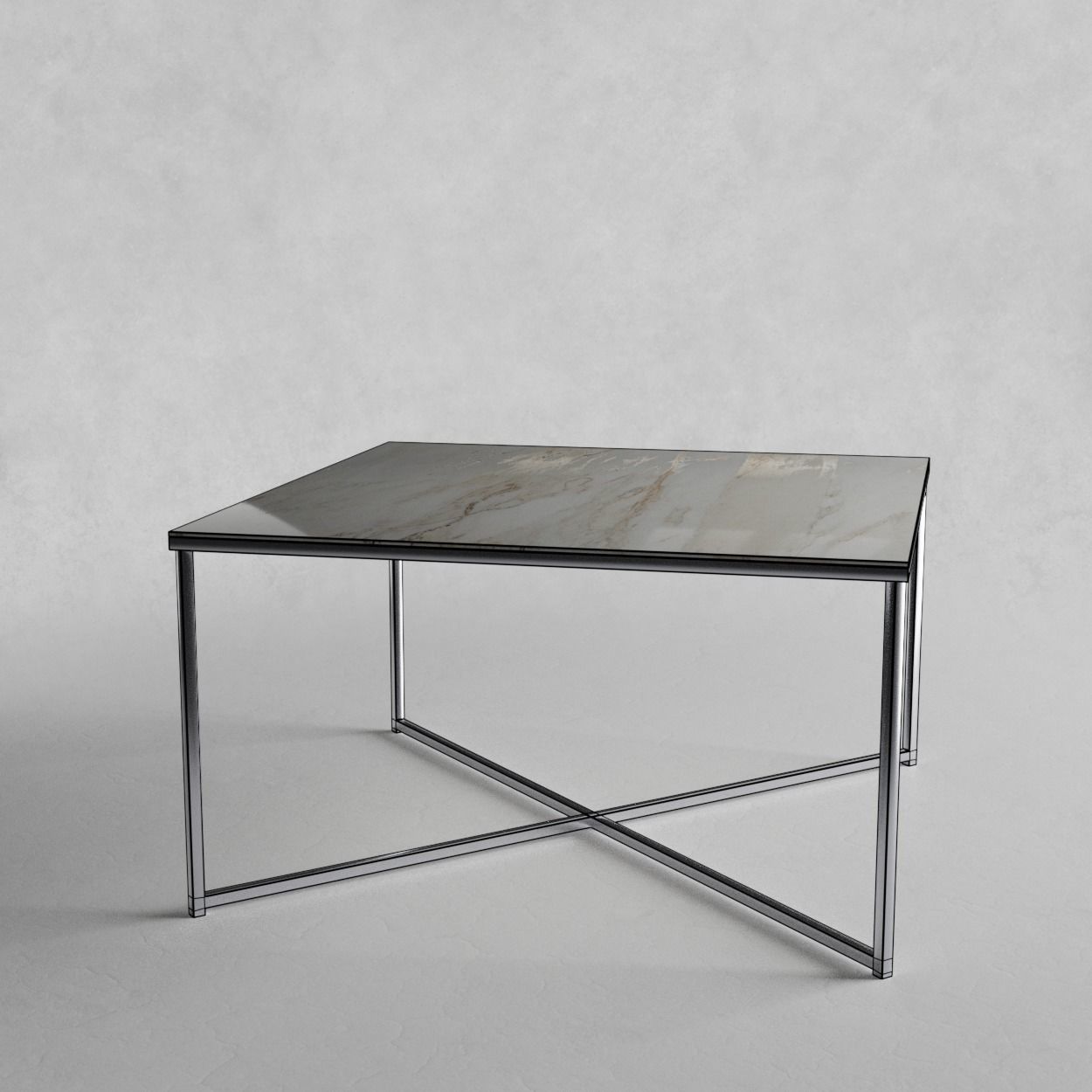 Sofatable marble and steel square 3D model_11
