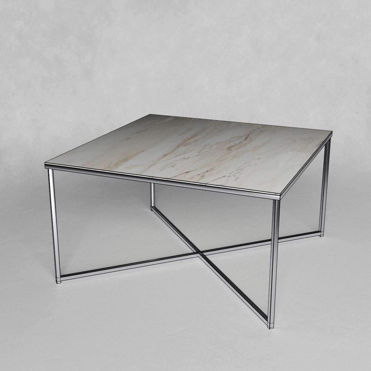 Sofatable marble and steel square 3D model_12