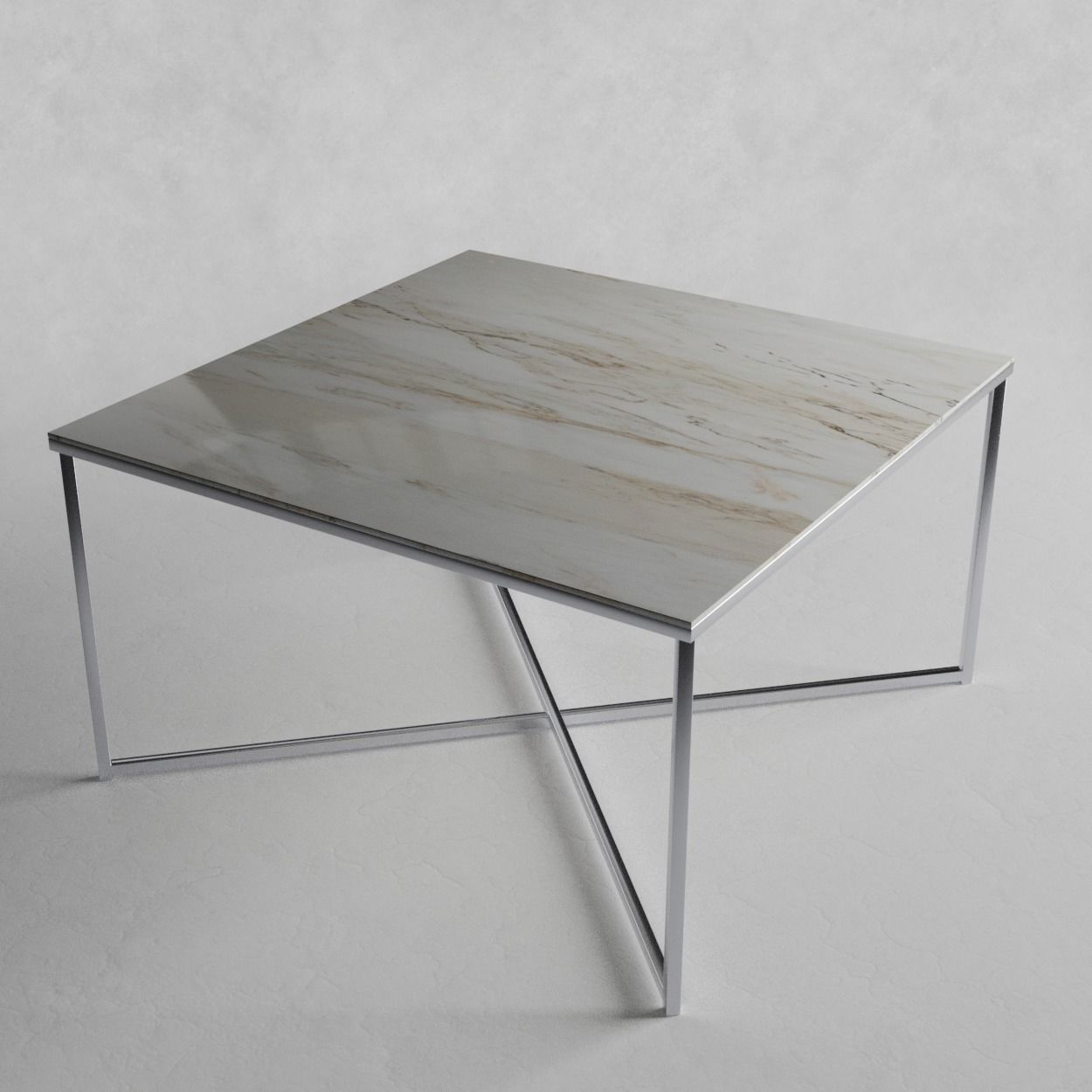 Sofatable marble and steel square 3D model_8