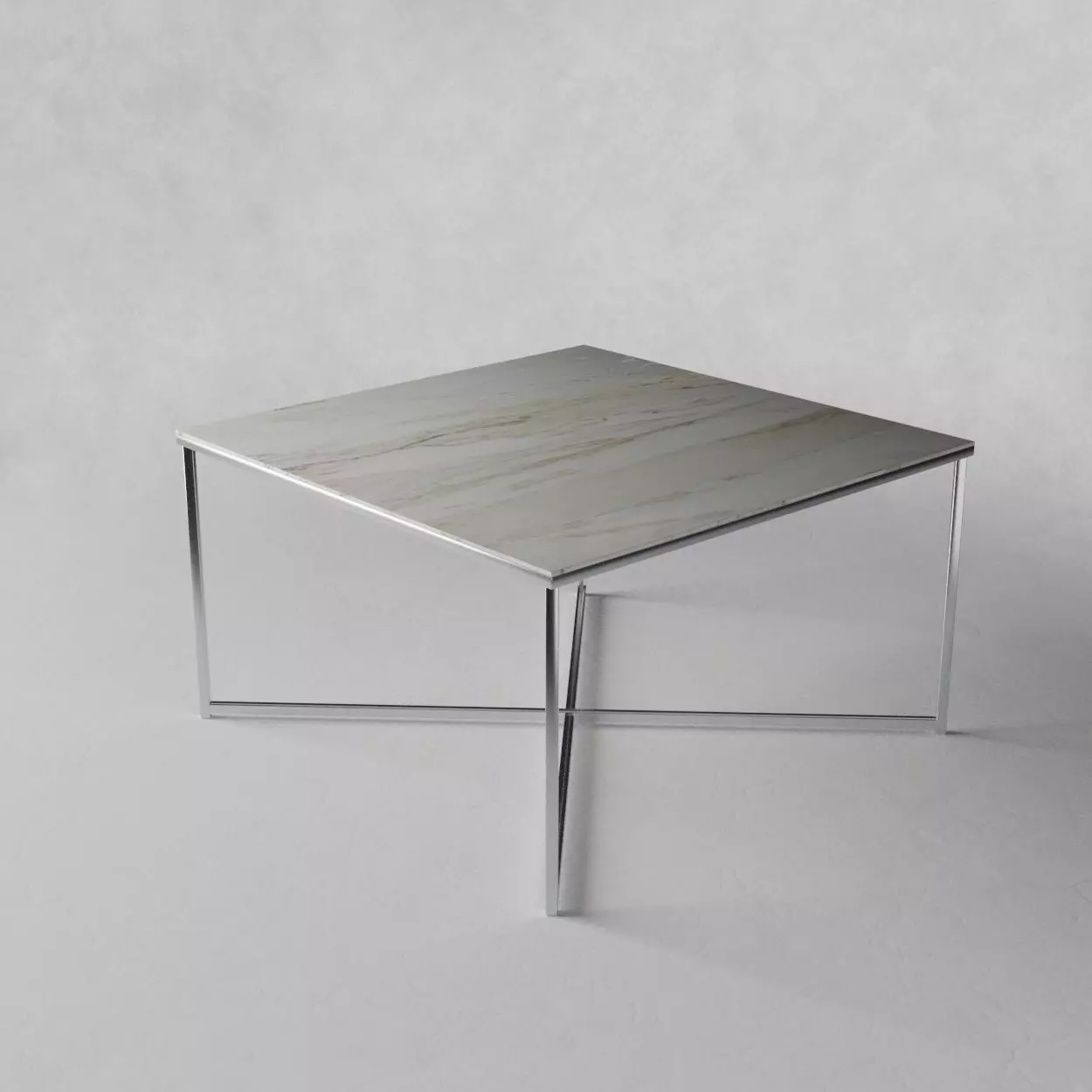 Sofatable marble and steel square 3D model_0
