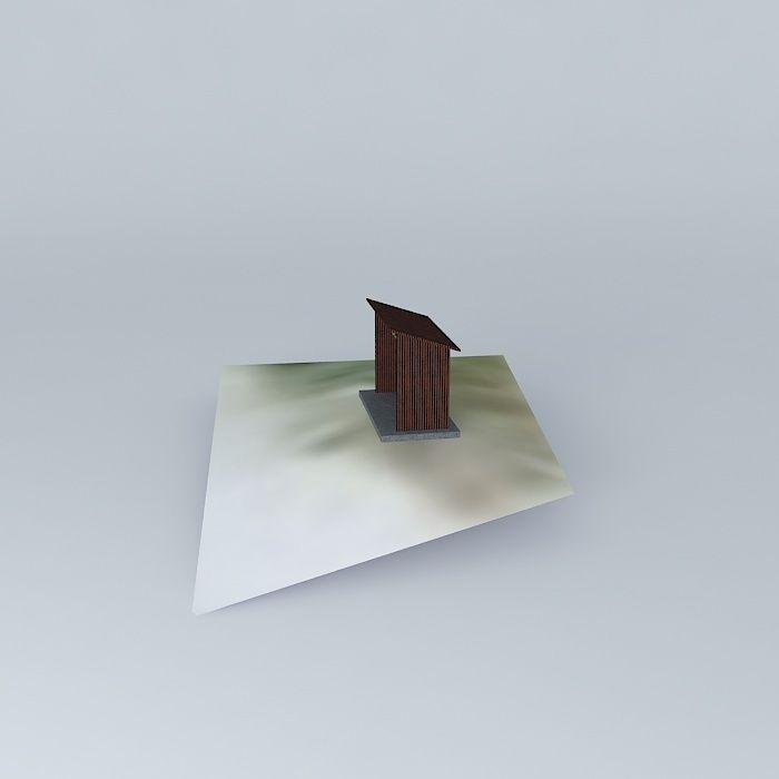 Station 1 wooden bench in middle of grassy field Free 3D model_2