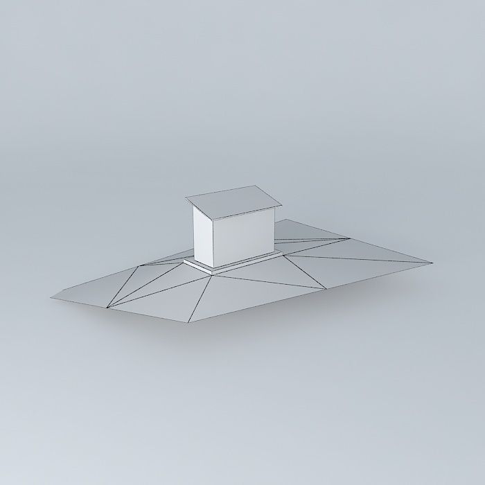 Station 1 wooden bench in middle of grassy field Free 3D model_4